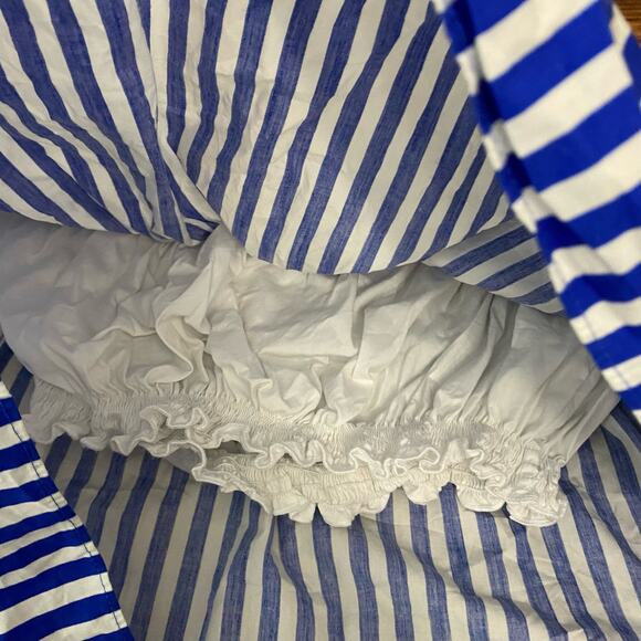 Zara Women's Blue White Striped Off the Shoulder Top Size Small Coastal Minimal - Picture 8 of 10